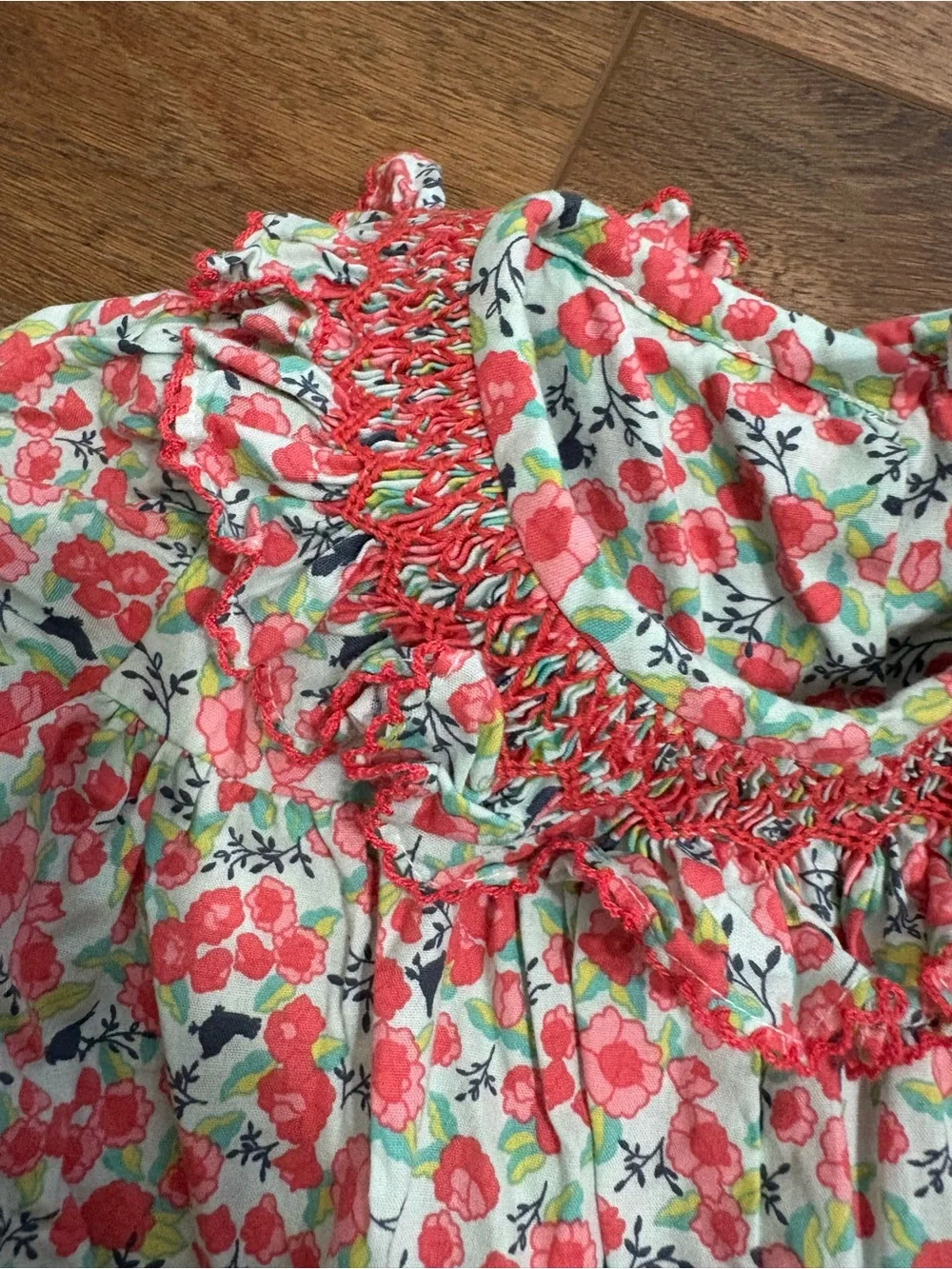 Castles & Crowns Floral Smocked Long Sleeve Romper 6-9M